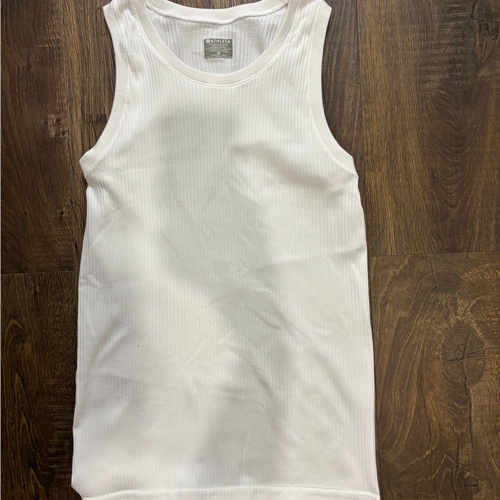 Athleta Ivory Ribbed Tank Top